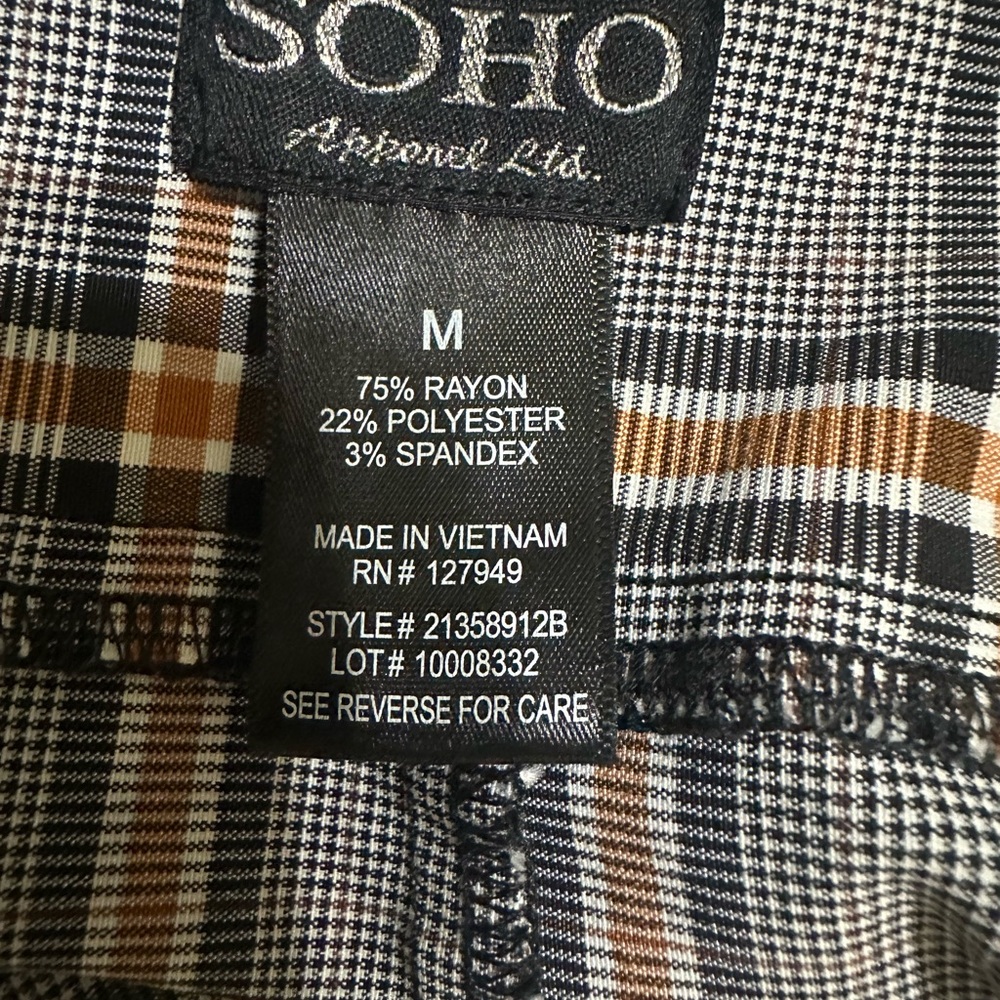 Soho Plaid Pencil Skirt in Gray and Tan - Picture 3 of 3